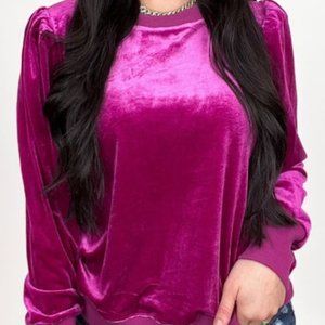 Jodifl Pink Velvet Top L NWT